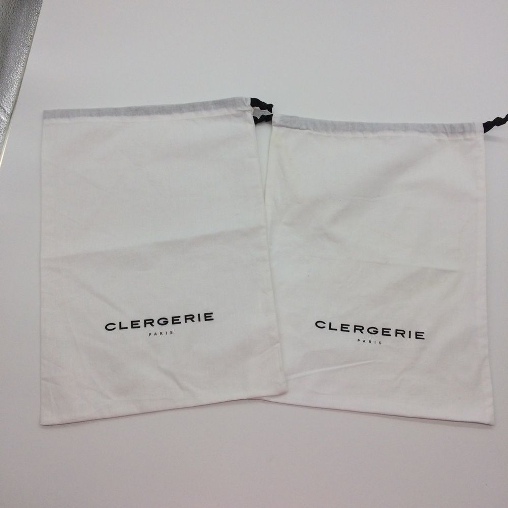 Robert Clergerie Paris 2 Unmatched NWOT White Dust Bags w/Black Drawstrings